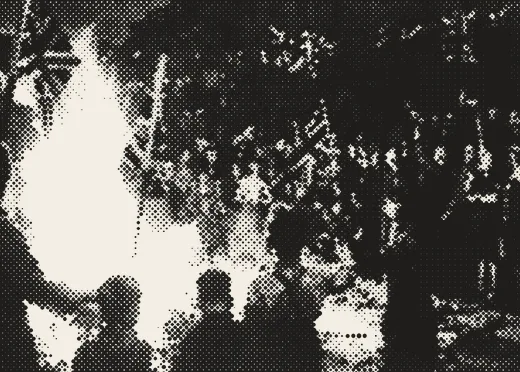 Halftone newspaper photograph. Bonfires were lit in streets all over the country.