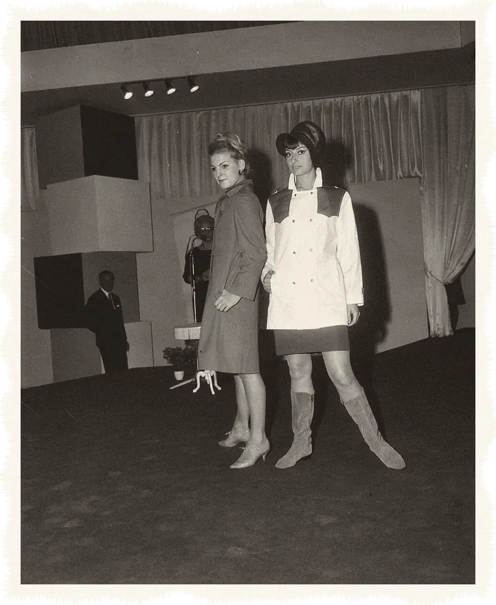 Two models in short spring coats, Amsterdam, 1966